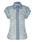 Zimmermann - Zimmermann the Matchmaker Fitted Blouse and Gathered Midi Skirt in Blue Bandana Size 1/AU 10