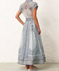 Zimmermann - Zimmermann the Matchmaker Fitted Blouse and Gathered Midi Skirt in Blue Bandana Size 1/AU 10