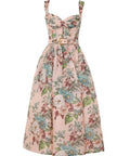 Zimmermann - Zimmermann the Matchmaker Midi Dress in Pink Barkcloth Print Size 1/AU 8-10