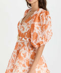Zimmermann - Zimmermann The Postcard Puff Sleeve Mini in Orange Tonal Floral
