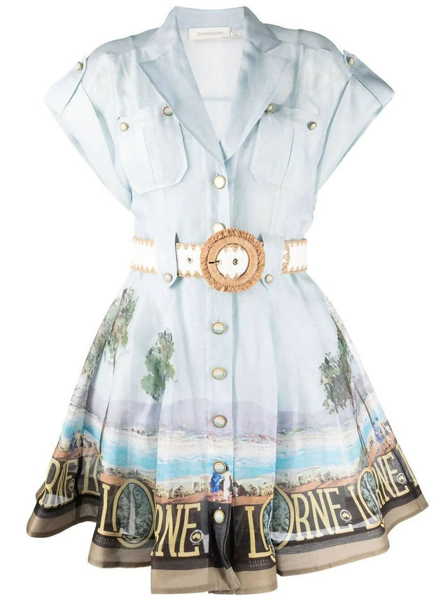 Zimmermann - Zimmermann The Postcard Shirt Mini Dress in Lorne Print