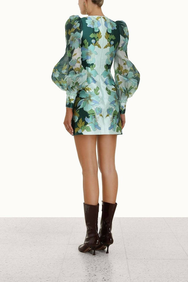 Zimmermann - Zimmermann The Rhythm Jewelled Mini Dress in Mint Peonies