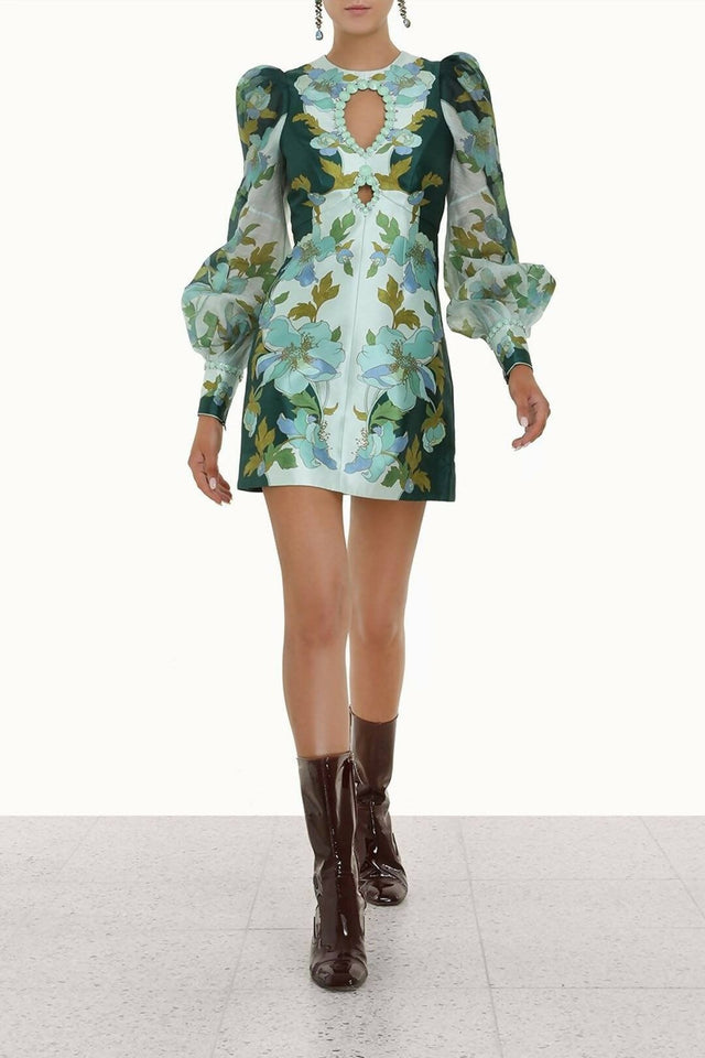 Zimmermann - Zimmermann The Rhythm Jewelled Mini Dress in Mint Peonies