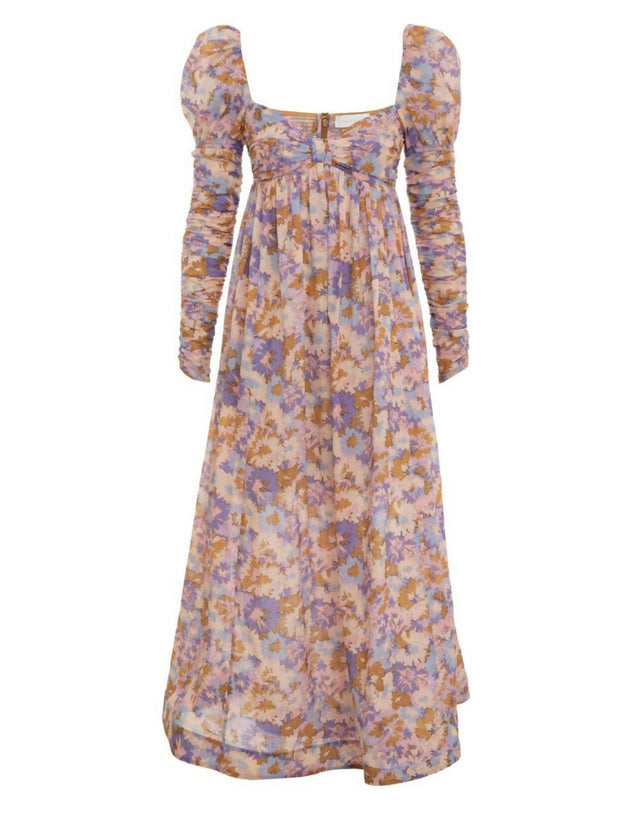 Zimmermann - Zimmermann The Violet Twist Front Midi Dress in Purple Multi Floral