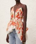 Zimmermann Tranquillity Draped Bodice in Red Lily - Dresses