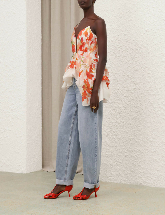 Zimmermann Tranquillity Draped Bodice in Red Lily - Dresses
