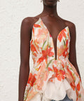 Zimmermann Tranquillity Draped Bodice in Red Lily - Dresses