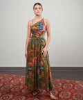 Zimmermann Tropicana Asymmetric Dress Khaki Floral Size 10 12 - Dresses
