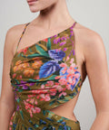 Zimmermann Tropicana Asymmetric Dress Khaki Floral Size 10 12 - Dresses
