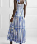 Zimmermann Verity Striped Tiered Maxi Dress Blue & White - 12 / Blue - Dresses