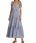 Zimmermann Verity Striped Tiered Maxi Dress Blue & White - 12 / Blue - Dresses