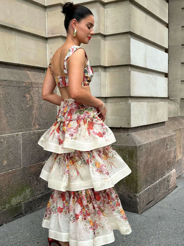 Zimmermann Wonderland Bralette & Tiered Skirt - Size 1 - 8 / Floral - Outfit Sets
