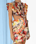 Zimmermann - Zimmermann Wonderland Frill Mini Dress in Spliced Multi Floral