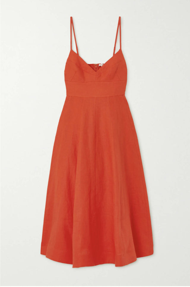 Zimmermann Wonderland Picnic Linen Midi Dress Red - Dresses