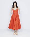 Zimmermann Wonderland Picnic Linen Midi Dress Red - Dresses