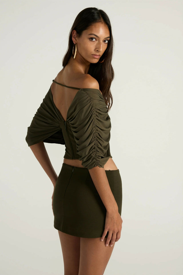 Ance Gria Neve Mini Skirt & Top - Olive