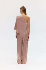 Third Form Crush One Shoulder Cape and Tailored Trouser - Dust view 3
