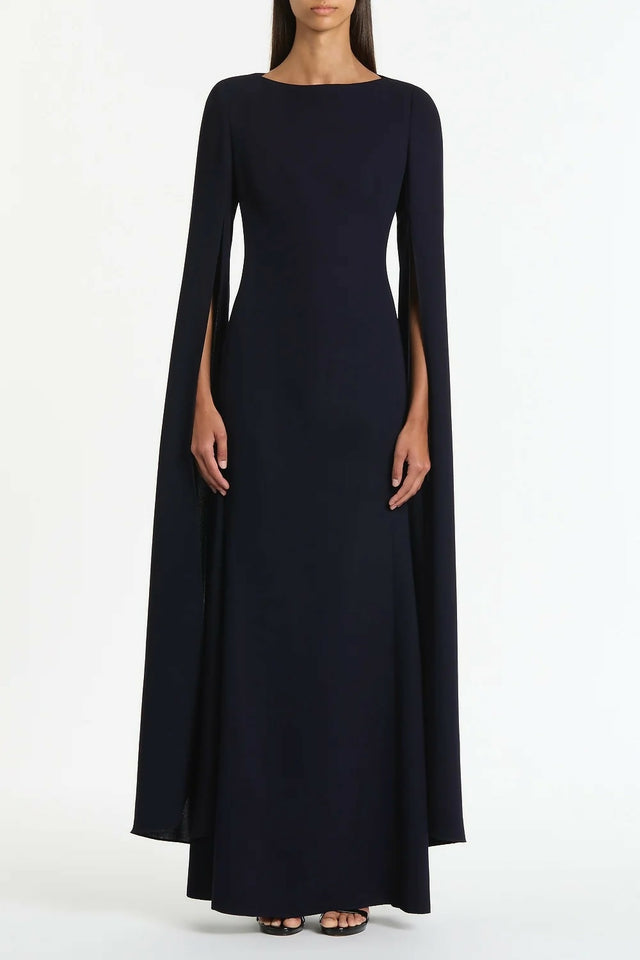 Carla Zampatti Navy Crepe Celebration Sleeve Gown