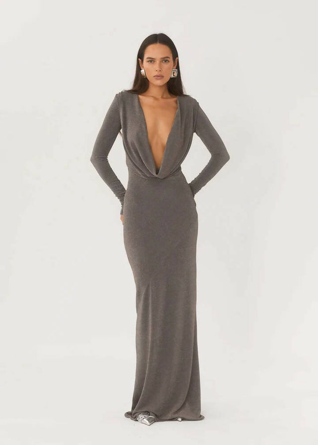 Arcina Ori Jen Maxi Dress in Metallic Silver