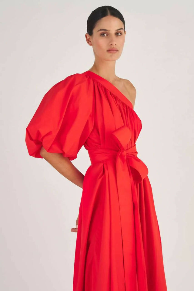 Oroton One Shoulder Dress - True Red