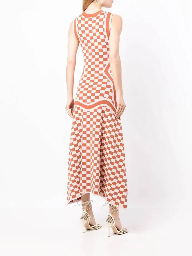 Rachel Gilbert Andres Maxi Dress Check Pink Size M/AU 12