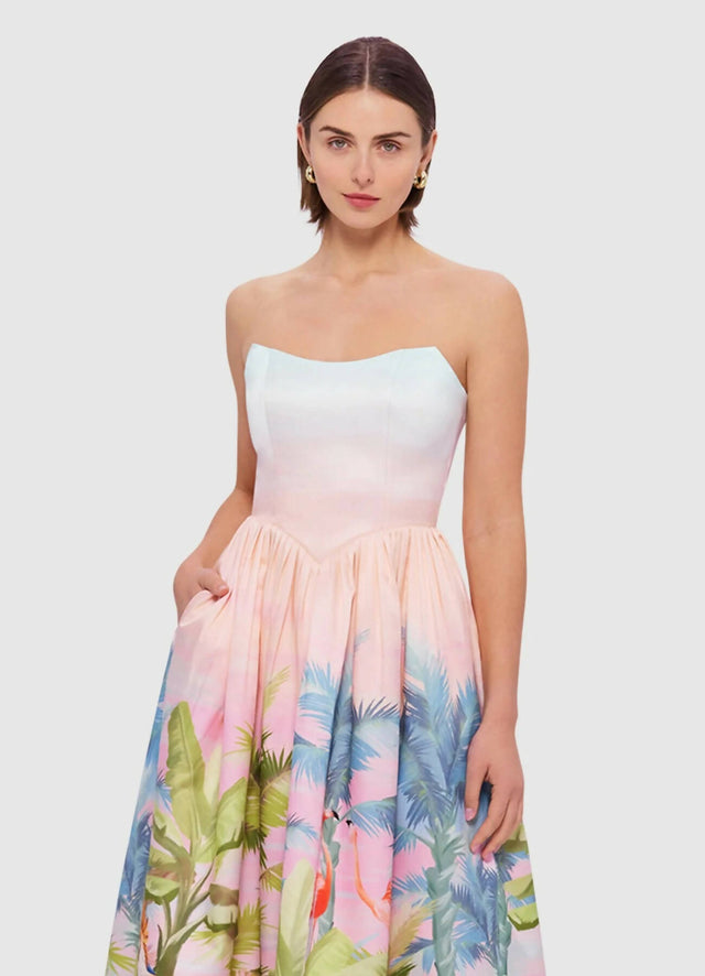 Leo Lin Melanie Bustier Midi Dress - Dreamscape Print