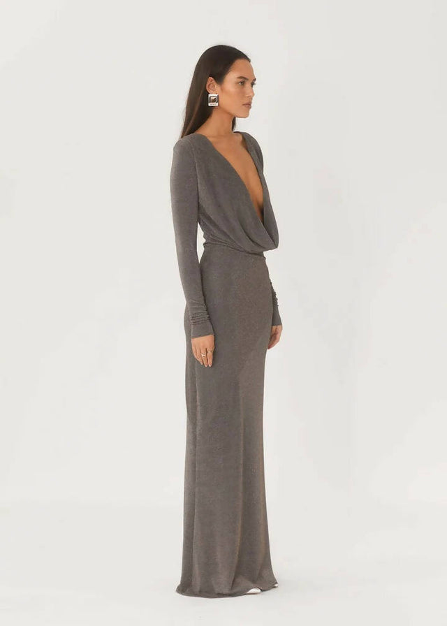 Arcina Ori Jen Maxi Dress in Metallic Silver