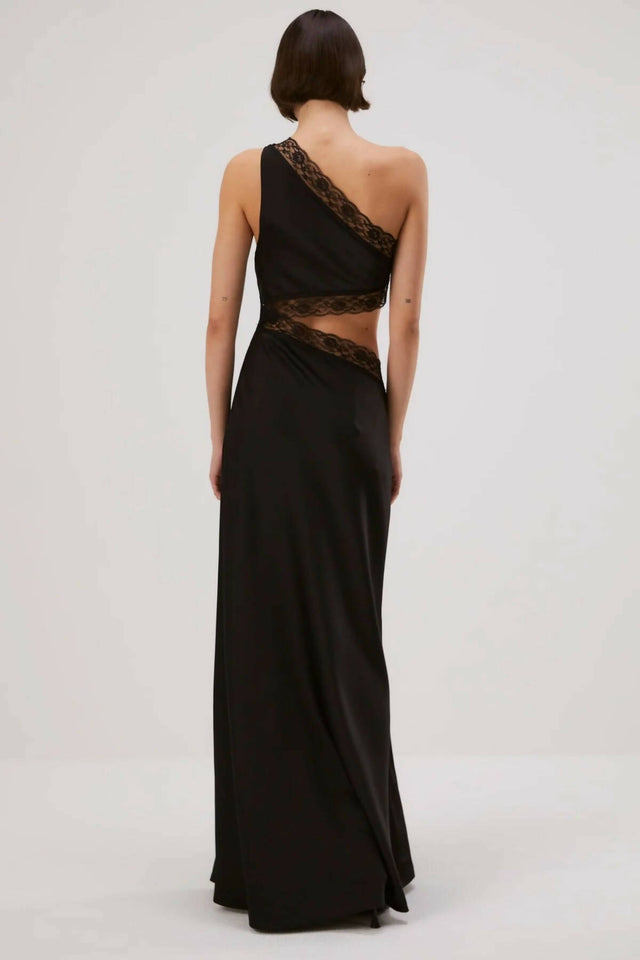 Mischa Collection Jillian Silk Maxi Dress in Black