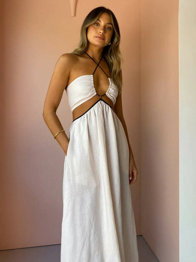 Bec & Bridge Noelle Cut Out Maxi Dress in Natural