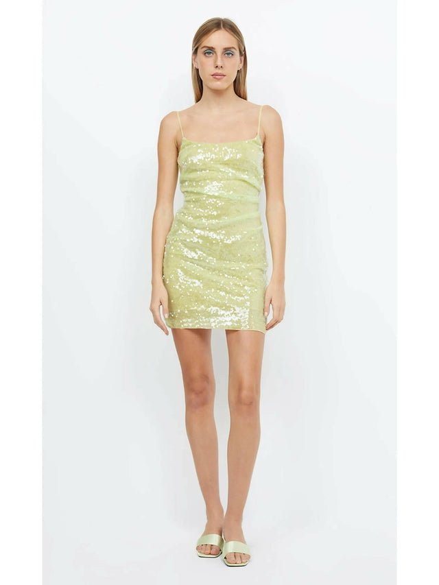 Bec & Bridge Venus Sequin Mini Dress in Citron