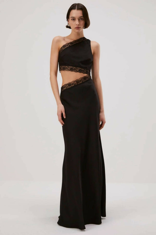 Mischa Collection Jillian Silk Maxi Dress in Black