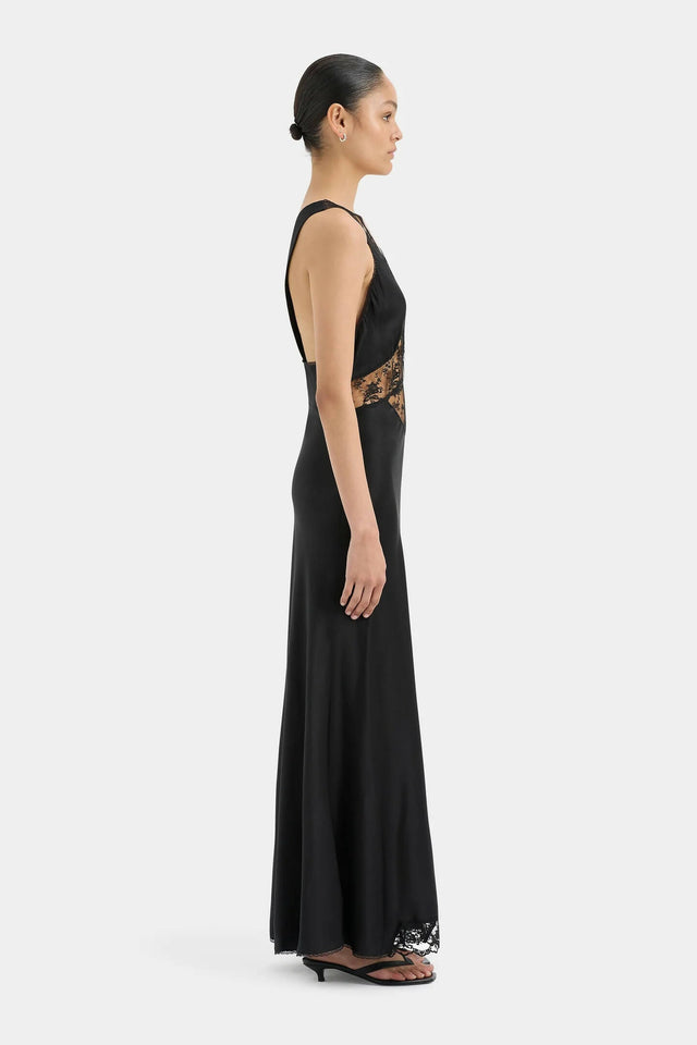 Sir The Label Aries Silk Cut Out Gown in Black