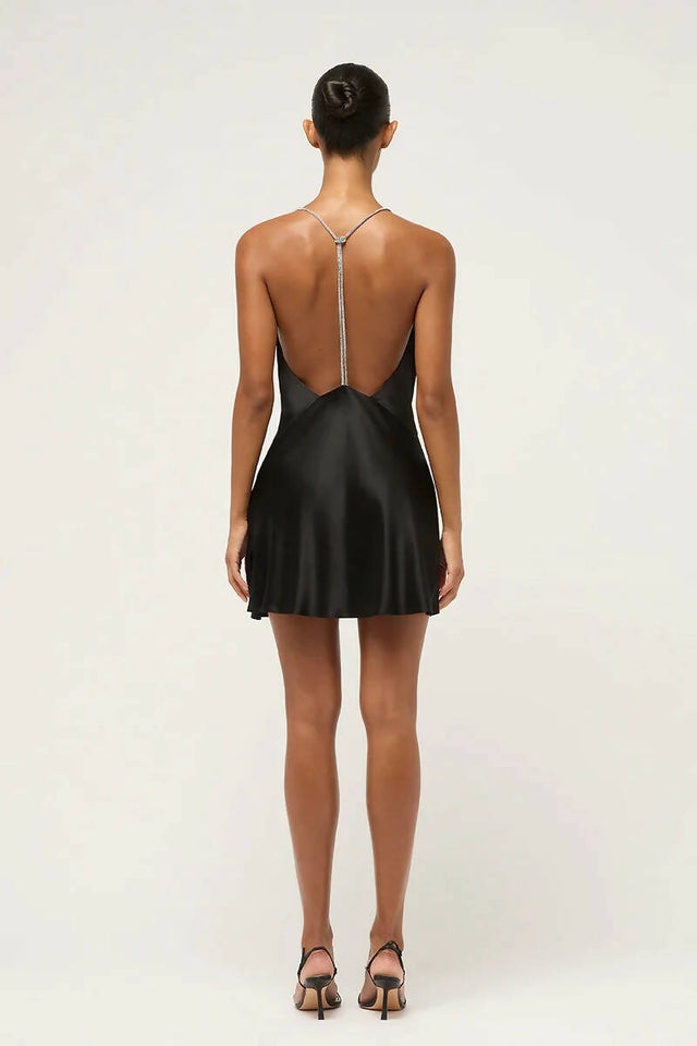 Michael Lo Sordo Nicole Drape Bias Mini Dress Black