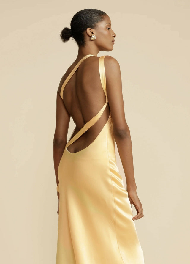 Arcina Ori Monique Gown in Yellow Satin