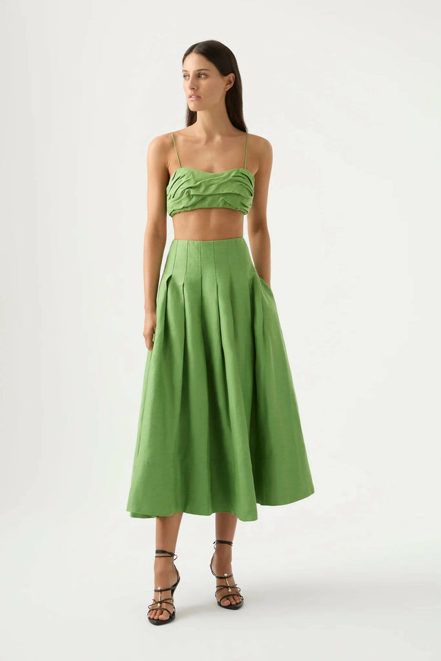 Aje Paradiso Cinched Midi Skirt And Thea Draped Twist Top