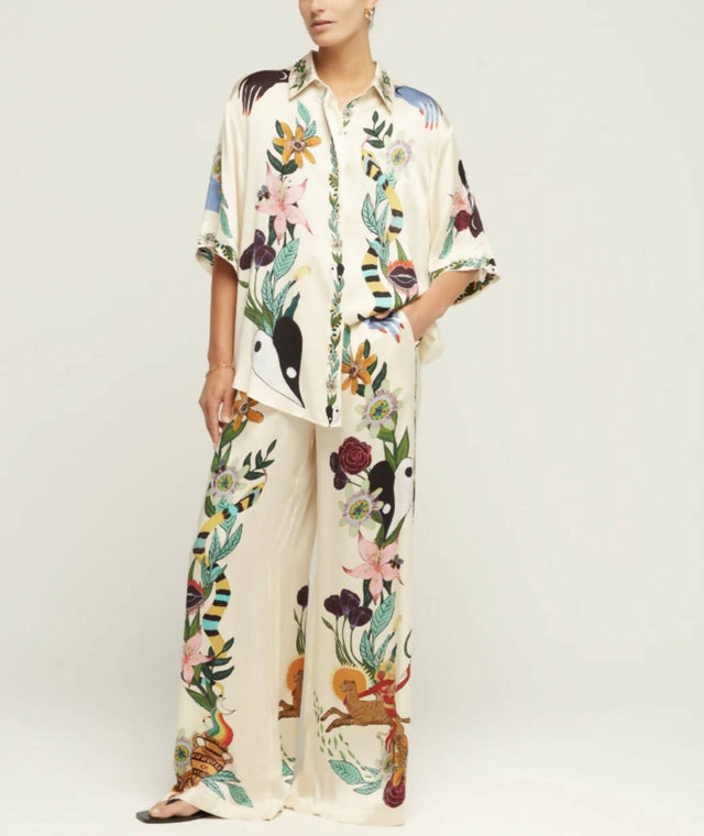 Alemais Megan Silk Pant Size 10 And Oversized Shirt Size 8 Set Print