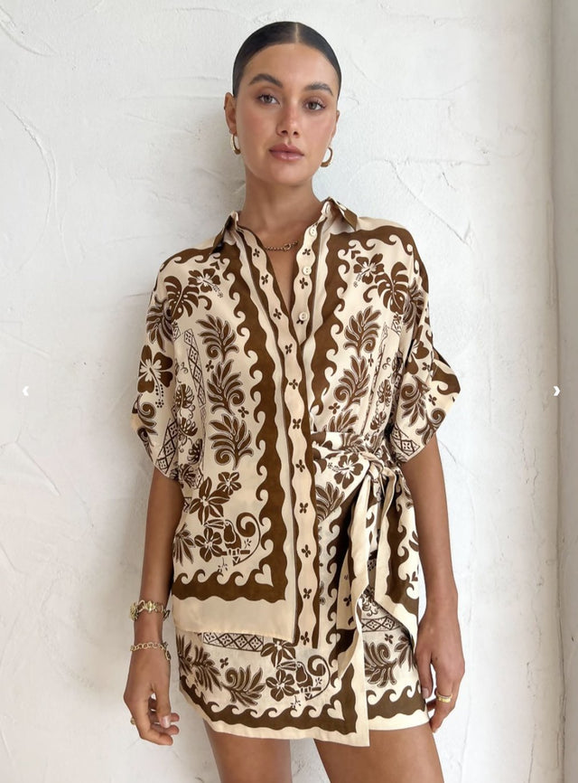 ALEMAIS - ALÉMAIS Tropic Sarong Mini Skirt and Shirt Set