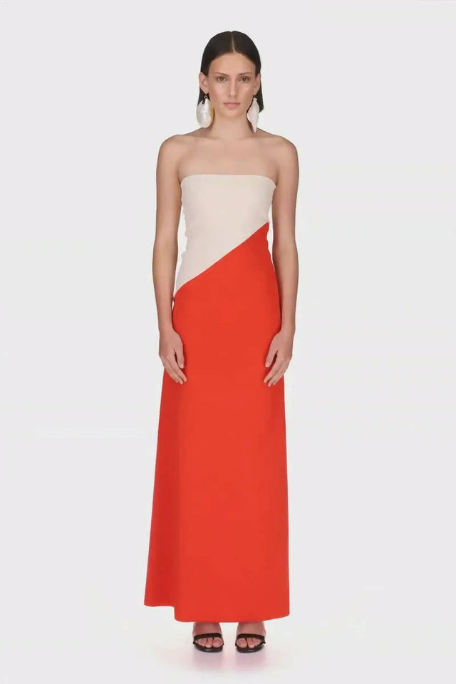 Aaizél Two Tone Asymmetric Line Maxi Dress