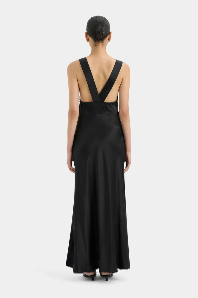 Sir The Label Aries Silk Cut Out Gown in Black