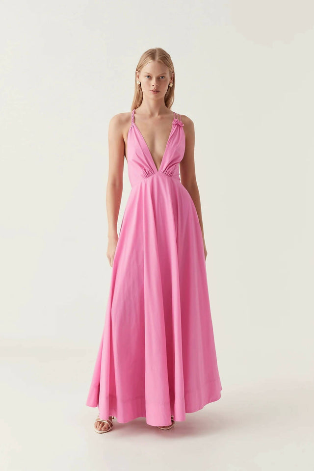 Aje Vellum Maxi Dress in Cerise Pink Size 10