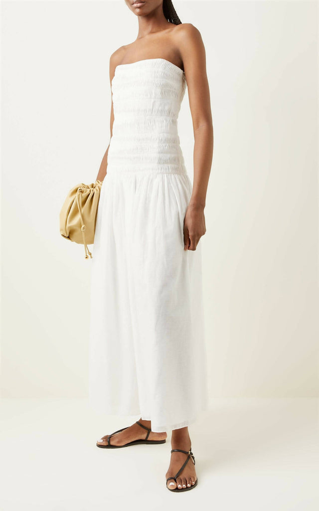 Sir The Label Xanthe Linen Midi Dress in White