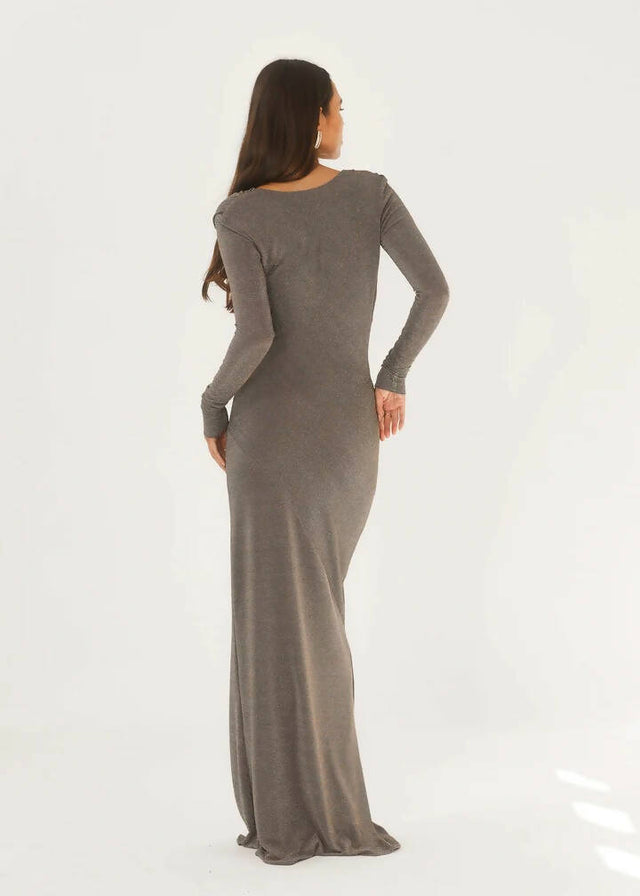 Arcina Ori Jen Maxi Dress in Metallic Silver