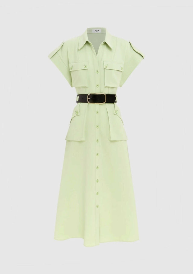 Leo Lin - Leo Lin Audrey Pocket Shirt Midi Dress