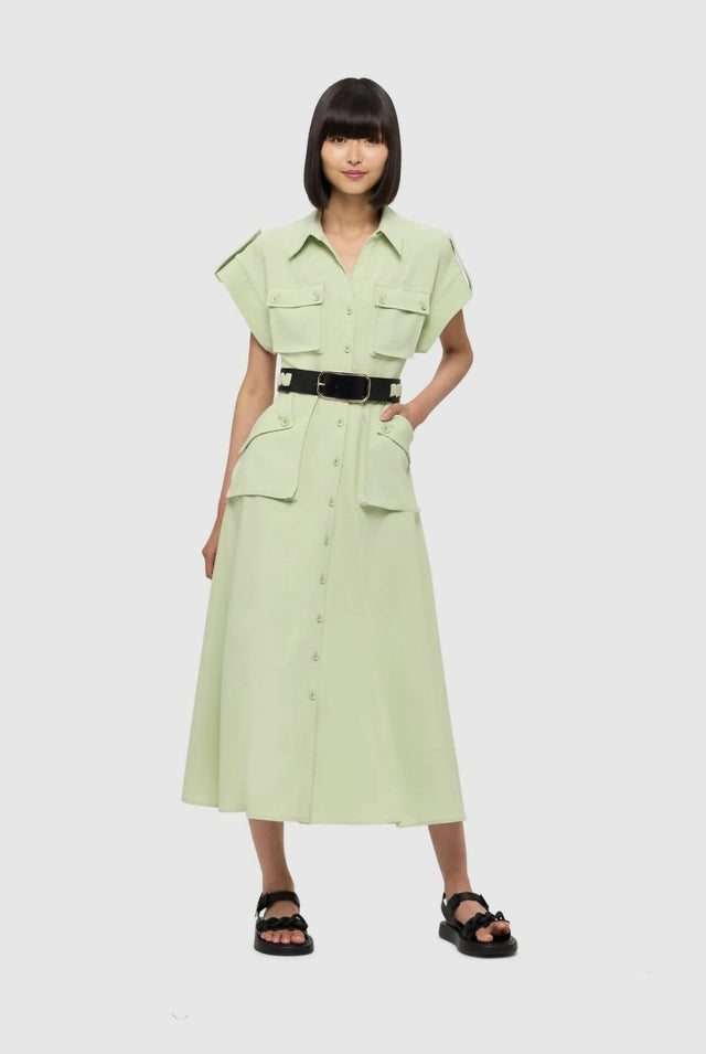 Leo Lin - Leo Lin Audrey Pocket Shirt Midi Dress