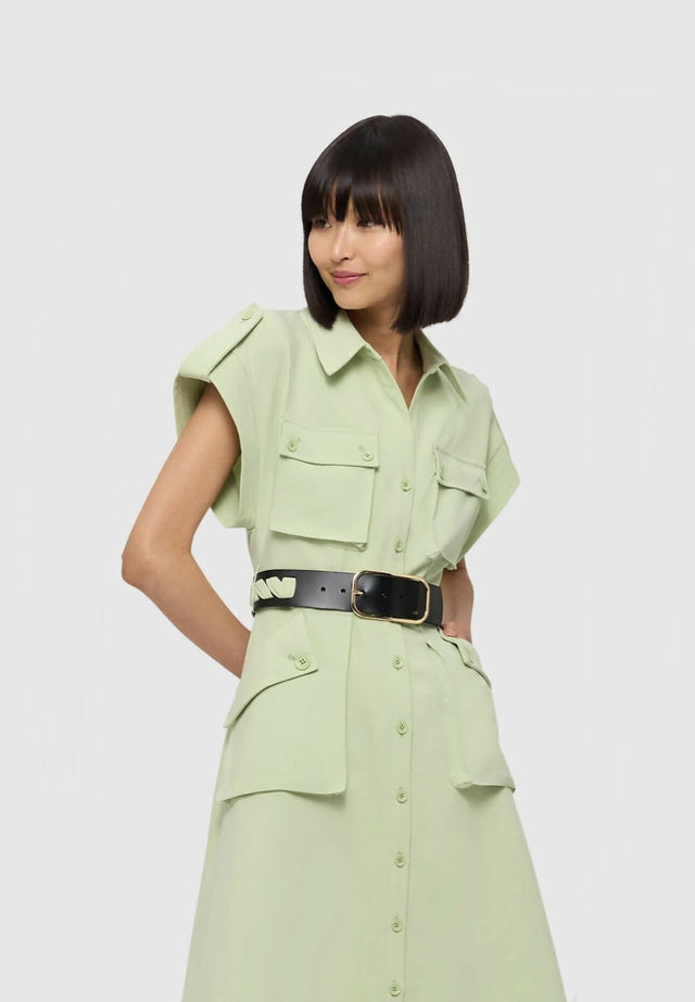 Leo Lin - Leo Lin Audrey Pocket Shirt Midi Dress