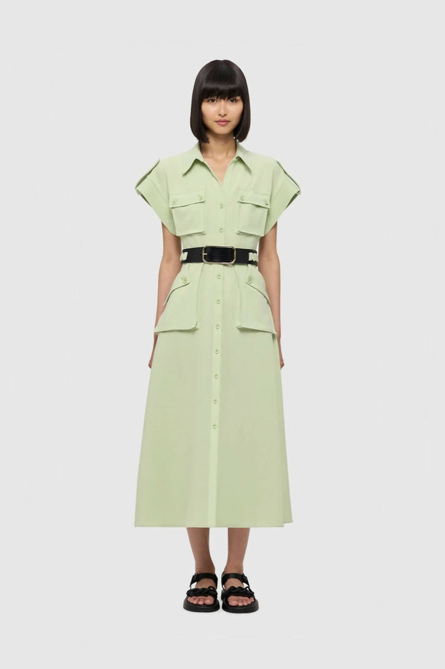 Leo Lin - Leo Lin Audrey Pocket Shirt Midi Dress