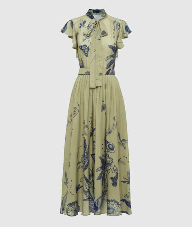 Leo Lin - Leo Lin Bloom Silk Chiffon Midi Dress