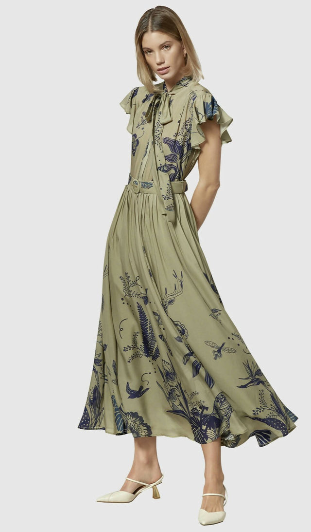 Leo Lin - Leo Lin Bloom Silk Chiffon Midi Dress