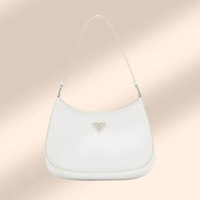 Prada - Prada Cleo Brushed Leather Shoulder Bag In White