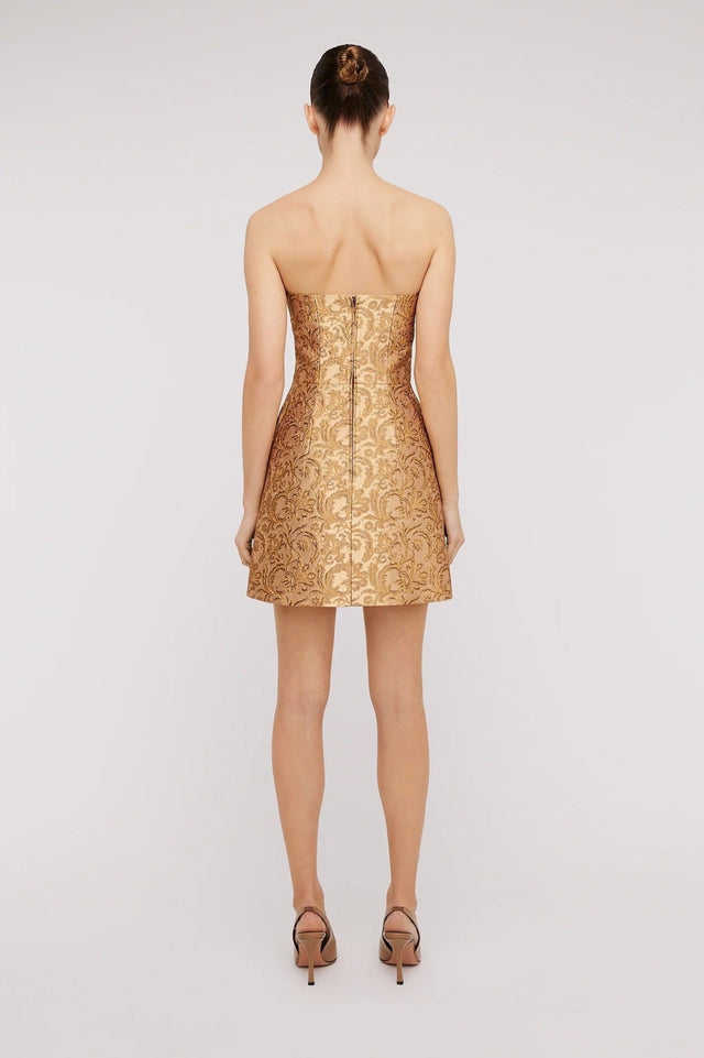 Scanlan Theodore - Scanlan Theodore Brocade Dress in Gold